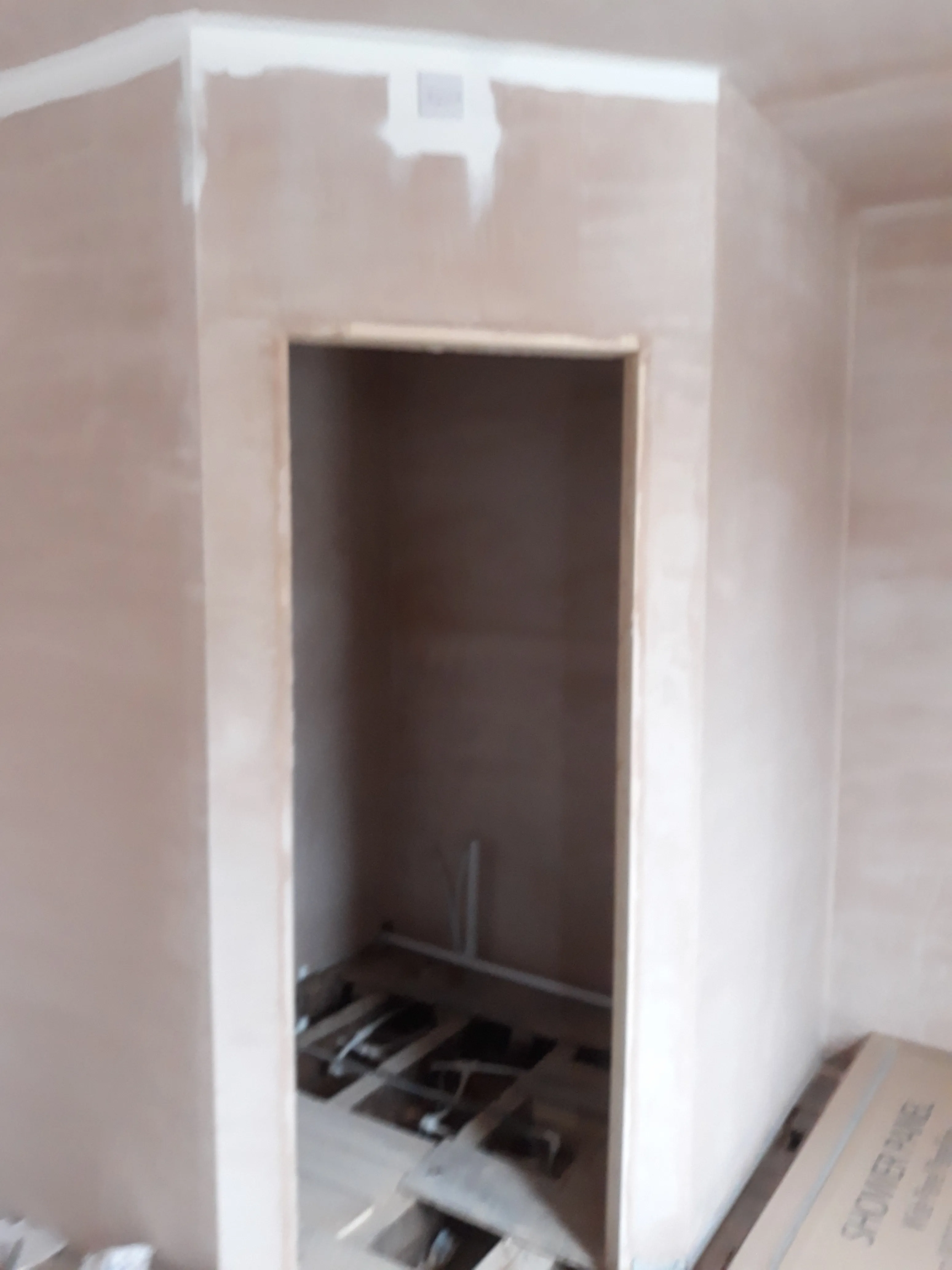 HMO conversion layout before completion with unfinished doorway and floor